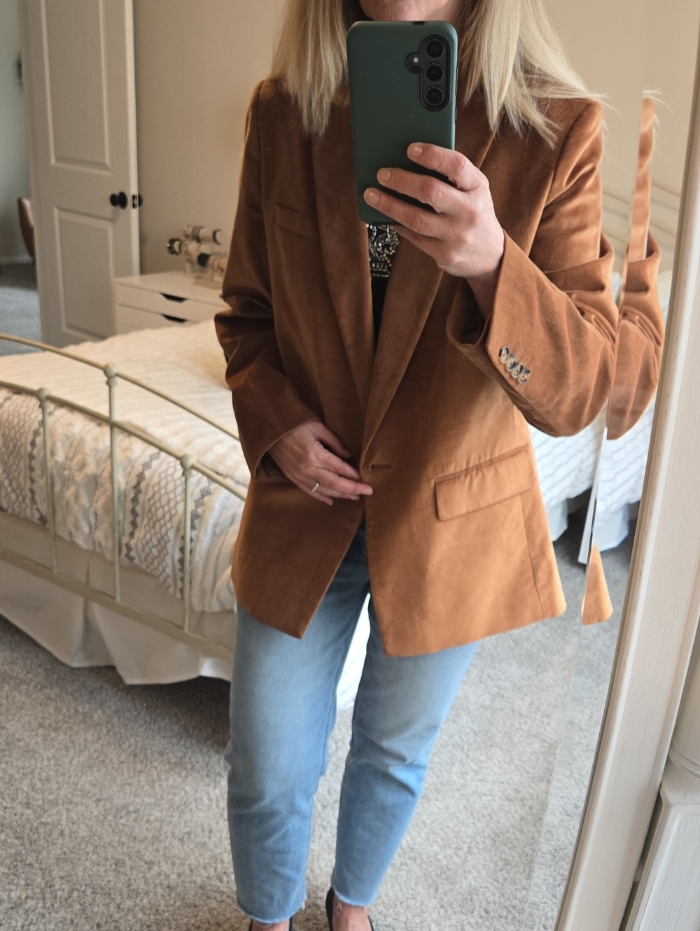 a.n.a Camel Velvet Blazer Jacket